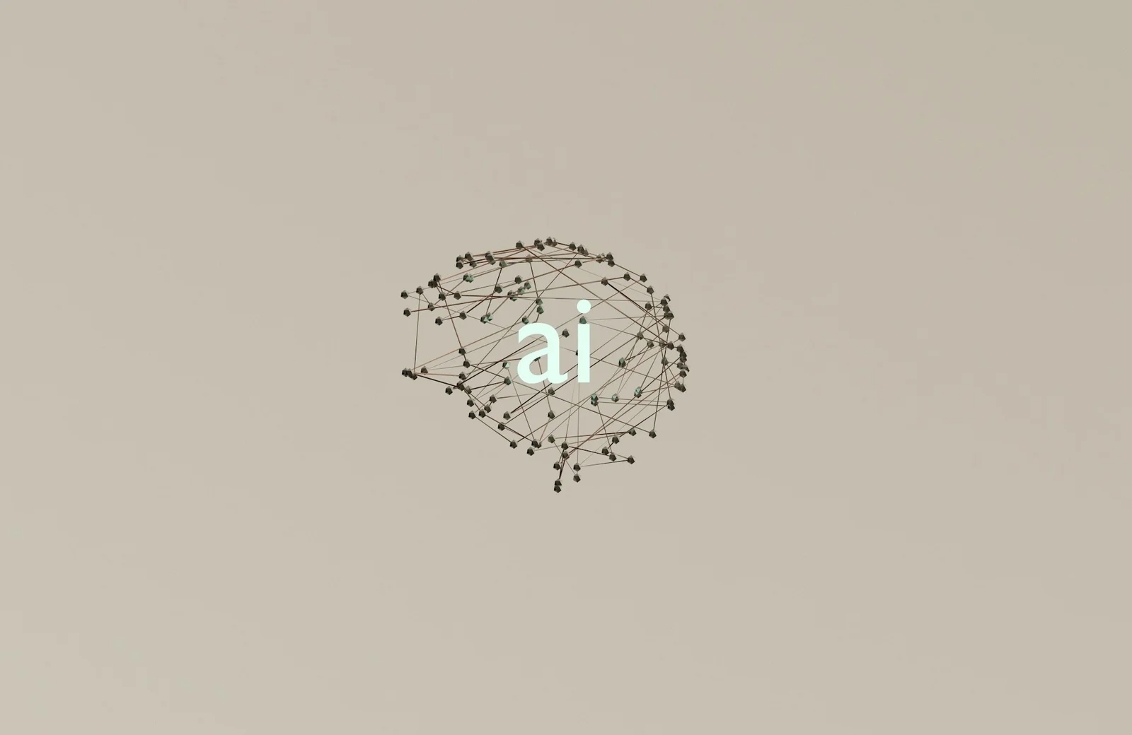 米色背景上由線和節點組成的大腦網絡,中央寫着 ai,象徵 AI 平台可以應用於多種個人和企業工作
